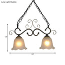 Antique bronze flared frosted glass pendant light dining room