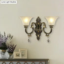 DecorBites™ Black and Gold Crystal Raindrop Bell Shade Wall Sconce Light Fixture with 2-Bulb Mount