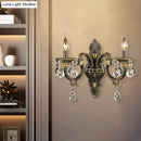 Antique bronze & gold nordic wall mount light living room crystal sconce