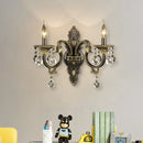 Antique bronze & gold nordic wall mount light living room crystal sconce