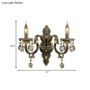 Antique bronze & gold nordic wall mount light living room crystal sconce
