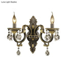 Antique bronze & gold nordic wall mount light living room crystal sconce