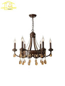 Antique bronze iron art crystal candle chandelier for living room