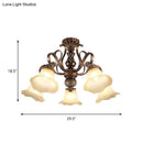 Antique bronze semi flush light with opal glass for living room