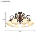 Antique bronze semi flush light with opal glass for living room