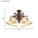 Antique bronze semi flush light with opal glass for living room