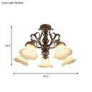 Antique bronze semi flush light with opal glass for living room
