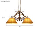 Antique bronze traditional brown fabric island chandelier living room
