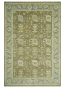 Antique Gray and Beige Hand Knotted Traditional Oushak Wool Rug