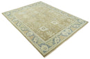 Antique Gray and Beige Hand Knotted Traditional Oushak Wool Rug