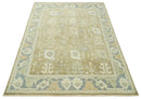 Antique Gray and Beige Hand Knotted Traditional Oushak Wool Rug