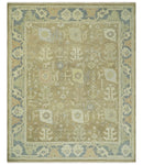 Antique Gray and Beige Hand Knotted Traditional Oushak Wool Rug