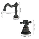Antique chrome & black dual handle basin faucet bathroom curved spout