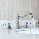 Antique chrome & black dual handle basin faucet bathroom curved spout