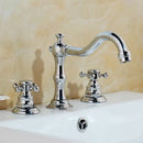 Antique chrome & black dual handle basin faucet bathroom curved spout