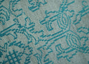Antique design 6.5x10 Silver and Blue Traditional Hand Knotted wool Area Rug