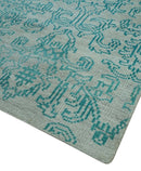 Antique design 6.5x10 Silver and Blue Traditional Hand Knotted wool Area Rug