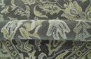 Antique Design 8x10 Charcoal and Beige Traditional Floral Hand Tufted rug