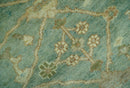 Antique design 8x10 Green and Beige Traditional Oriental Oushak wool area rug