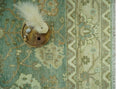 Antique design 8x10 Green and Beige Traditional Oriental Oushak wool area rug