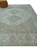 Antique Design Medallion Earthy Ivory and Camel 8x10 wool Area Rug