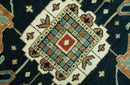 Antique Design Rust, Teal and Green Fine Hand knotted Traditional Heriz 9x12 wool area rug