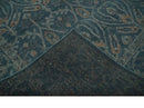 Antique Design Teal, Silver and Dark Peach Hand Knotted Traditional Design 8x10 wool Area rug