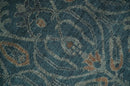 Antique Design Teal, Silver and Dark Peach Hand Knotted Traditional Design 8x10 wool Area rug