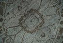 Antique Design Traditional Heriz Medallion Silver, Charcoal and Brown Hand Knotted 8x10 wool area Rug