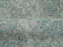 Antique Distress finish Silver, Teal and Brown Hand Knotted Traditional 8x10 wool Rug