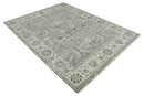 Custom Made Traditional Antique Distressed Gray and Beige Hand Knotted Wool Area Rug