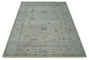 Antique Distressed look Beige and Charcoal Low Pile Multi Size Oushak wool Area Rug