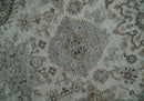 Antique Distressed style Ivory, Charcoal and Beige Low Pile 8x10 wool Area Rug