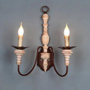Antique double head french wall lamp distressed white bedroom sconce