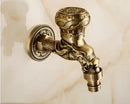 Antique dragon carved brass single cold tap garden faucet