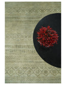 Antique faded 8x10 Vintage Oriental Traditional Olive and Beige Wool Area Rug | TRDCP547810
