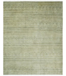 Antique faded 8x10 Vintage Oriental Traditional Olive and Beige Wool Area Rug | TRDCP547810