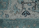 Antique Finish Hand Knotted 8x10 Blue, Silver and Charcoal Traditional Low Pile Wool Area Rug