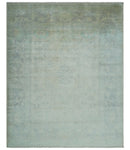 Antique Finish Silver, Gray and Charcoal Hand Knotted Oriental Oushak 8x10 wool Area Rug