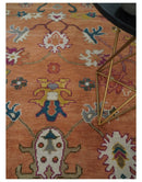 Antique Floral Peach and Ivory Hand knotted Traditional Oushak 8x10 wool Area Rug