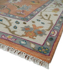 Antique Floral Peach and Ivory Hand knotted Traditional Oushak 8x10 wool Area Rug