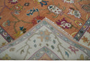 Antique Floral Peach and Ivory Hand knotted Traditional Oushak 8x10 wool Area Rug