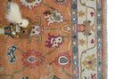 Antique Floral Peach and Ivory Hand knotted Traditional Oushak 8x10 wool Area Rug