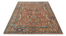 Antique Floral Style Rust, Teal, Ivory and Olive Hand Knotted Oriental Oushak 8x10 Wool Area Rug