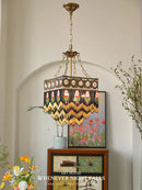 Antique french brass crystal chandelier living room tassel light