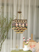 Antique french brass crystal chandelier living room tassel light