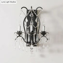 Antique gold candelabra wall light with crystals for dining room
