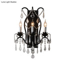 Antique gold candelabra wall light with crystals for dining room