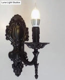 Antique gold retro european wall light bedroom ornate sconce