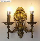 Antique gold retro european wall light bedroom ornate sconce